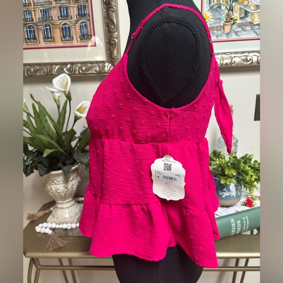 ALTAR’D STATE PINK BABY DOLL RUFFLE CUT-OUT TIE BACK BEACH CROP TOP SZ XS NWT - Picture 6 of 8